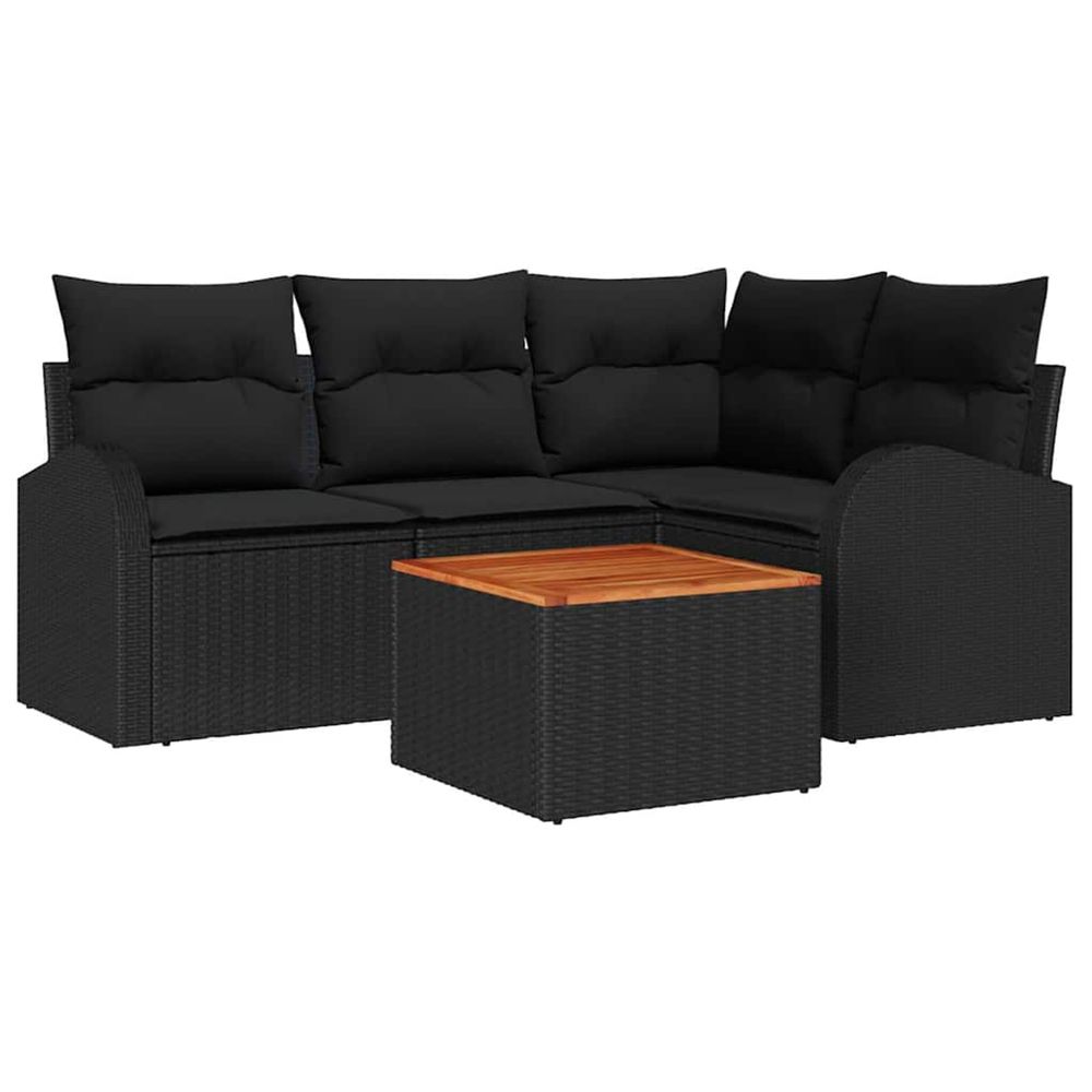 Ensemble de canapé de jardin 5 pc noir polyrotin