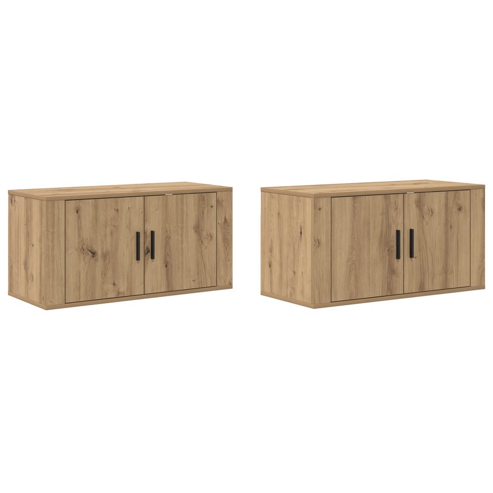 Ensemble de meuble tv mural 2 pc chêne artisanal