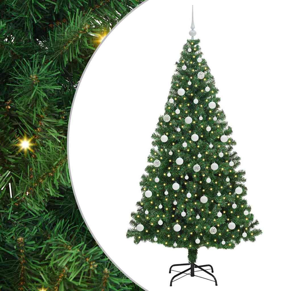 Sapin de noël artificiel vert 210 cm pvc, acier et plastique