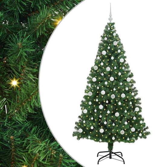 Sapin de noël artificiel vert 210 cm pvc, acier et plastique