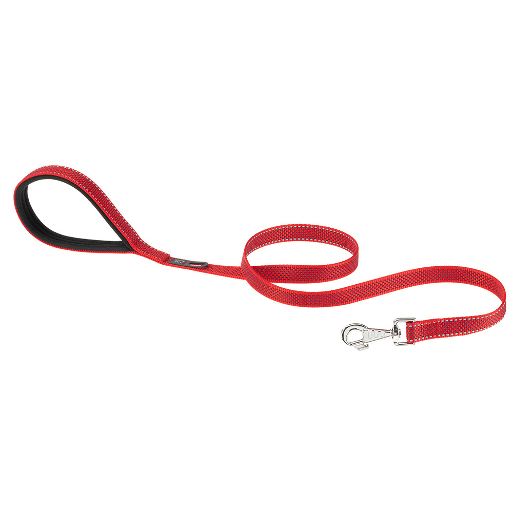 Laisse réfléchissante pour chiens daytona deluxe g20/120, support sachets hygieniques, poignée rembourrée, rouge-noir
