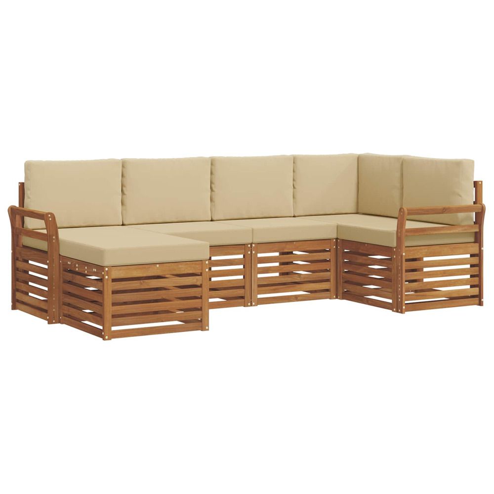 Ensemble de canapés d'extérieur 6 pc naturel et beige polyester