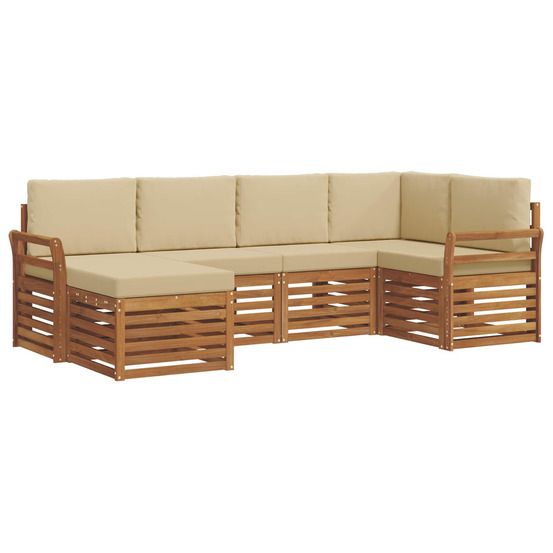 Ensemble de canapés d'extérieur 6 pc naturel et beige polyester