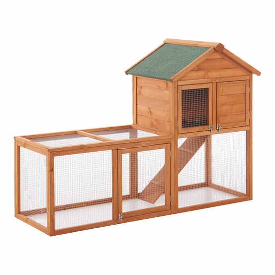 Clapier cage à deux niveaux 110 x 160 x 61 cm sapin naturel