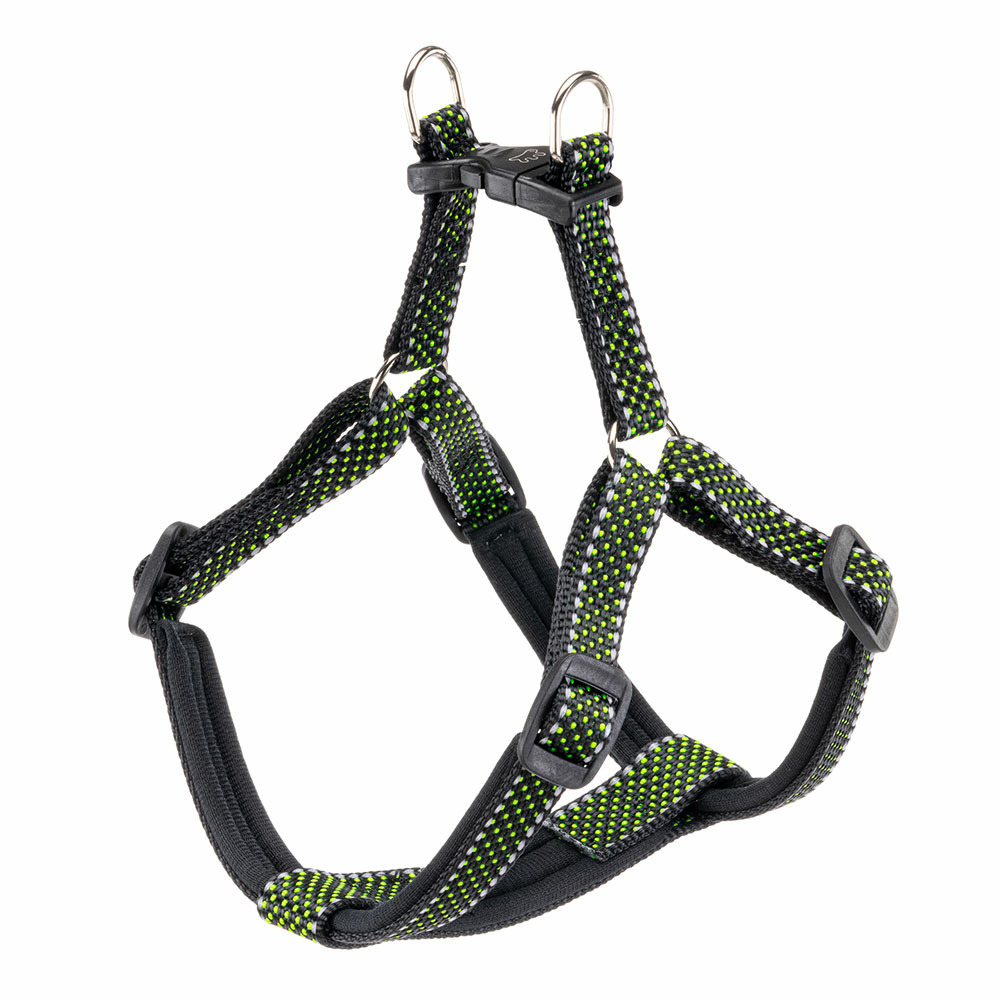 Harnais pour chiens taille moyenne réfléchissant daytona deluxe medium, rembourré, noir-vert