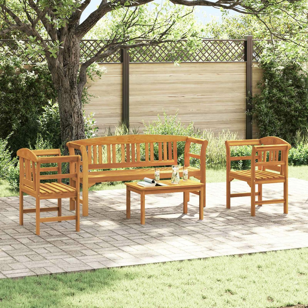 Ensemble de salon rose de jardin 4 pcs bois d'acacia massif