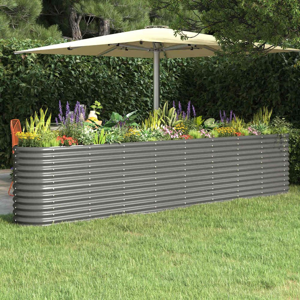 Carré potager surélevé acier galvanisé pour jardin terrasse gris 332x40x68 cm