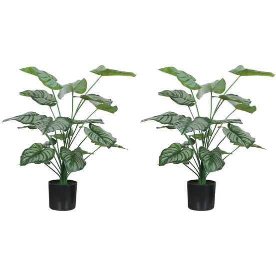 Duo plantes artificielles plastique maison décoration bucolique 65 cm vert