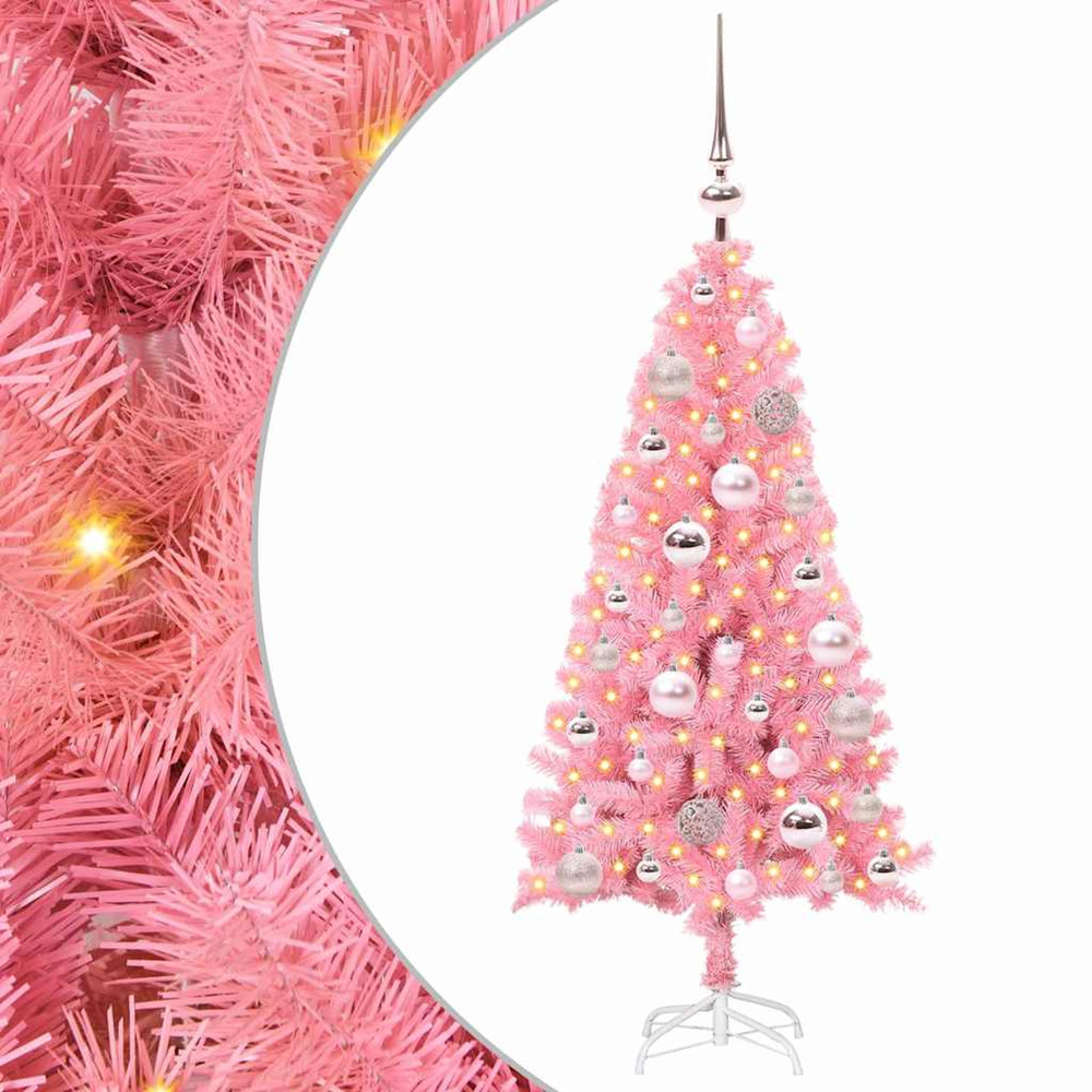 Sapin de noël avec 150 led avec support rose 120 cm pvc