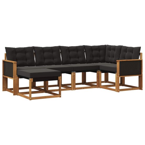 Ensemble de canapés d'extérieur 6 pc naturel et noir