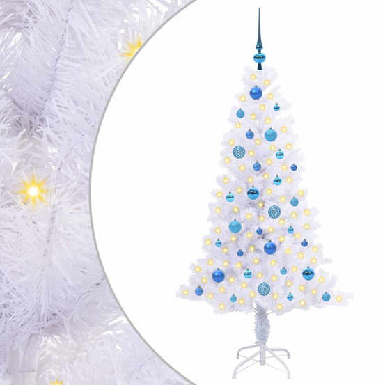 Sapin de noël artificiel avec 150 led blanc 150 cm pvc et acier