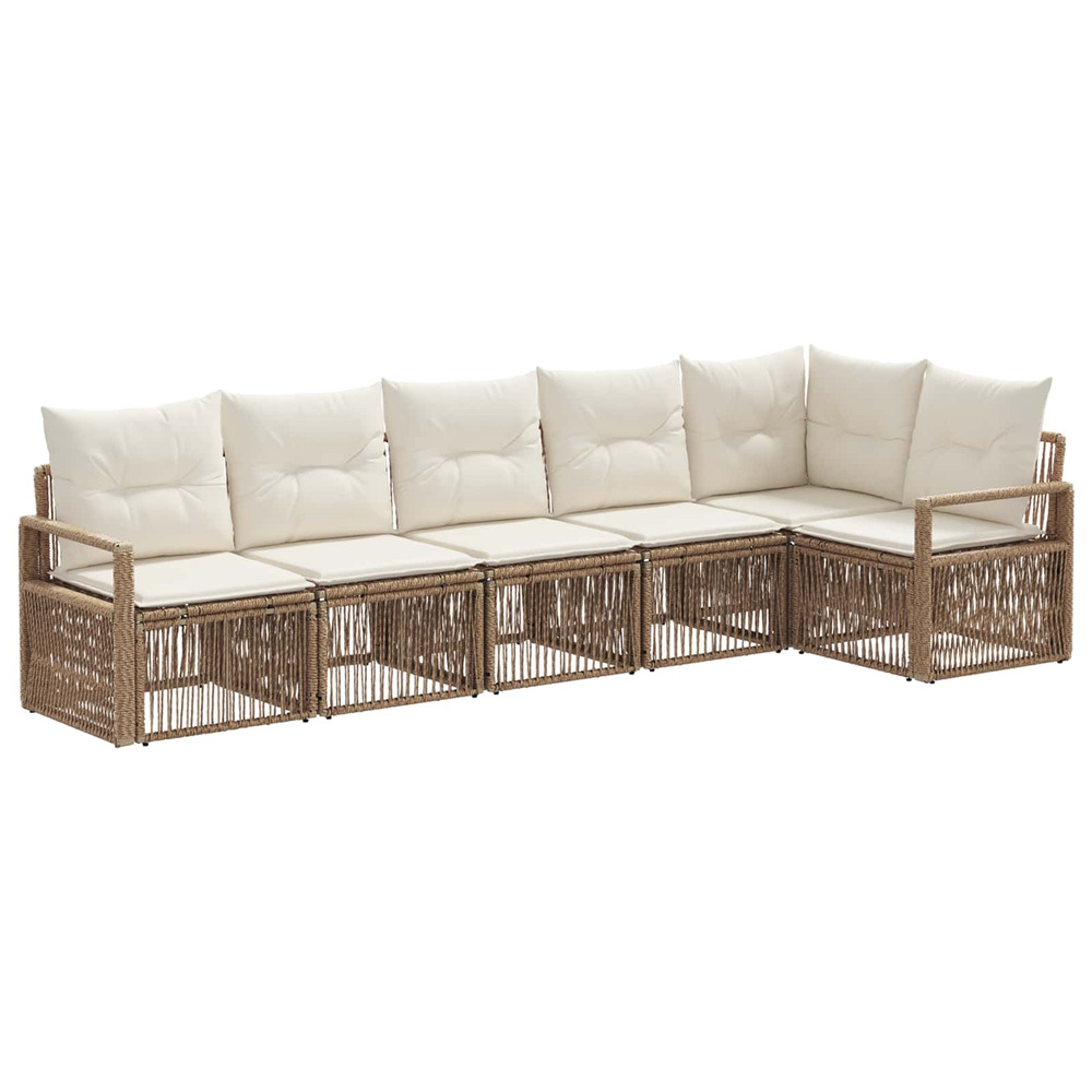 Ensemble de canapé de jardin 6 pcs beige polyrotin