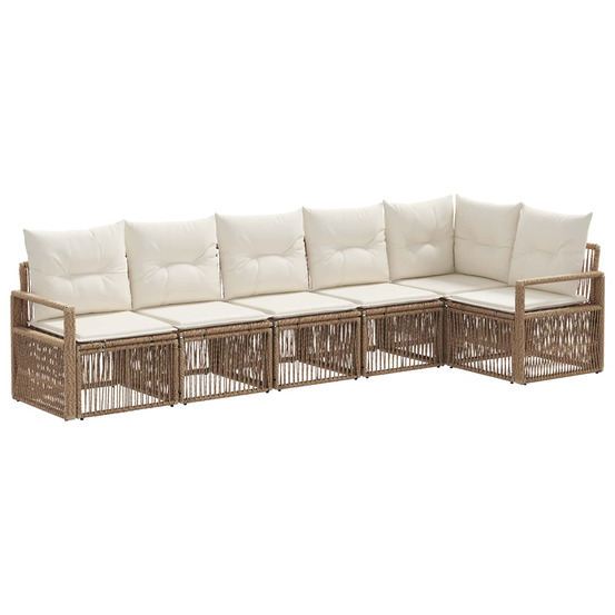 Ensemble de canapé de jardin 6 pcs beige polyrotin