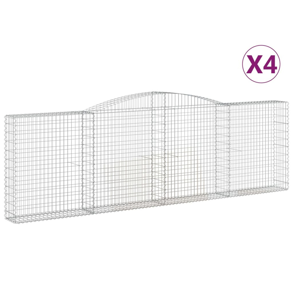 Paniers à gabions arqués 4 pcs 400x30x120/140 cm fer galvanisé