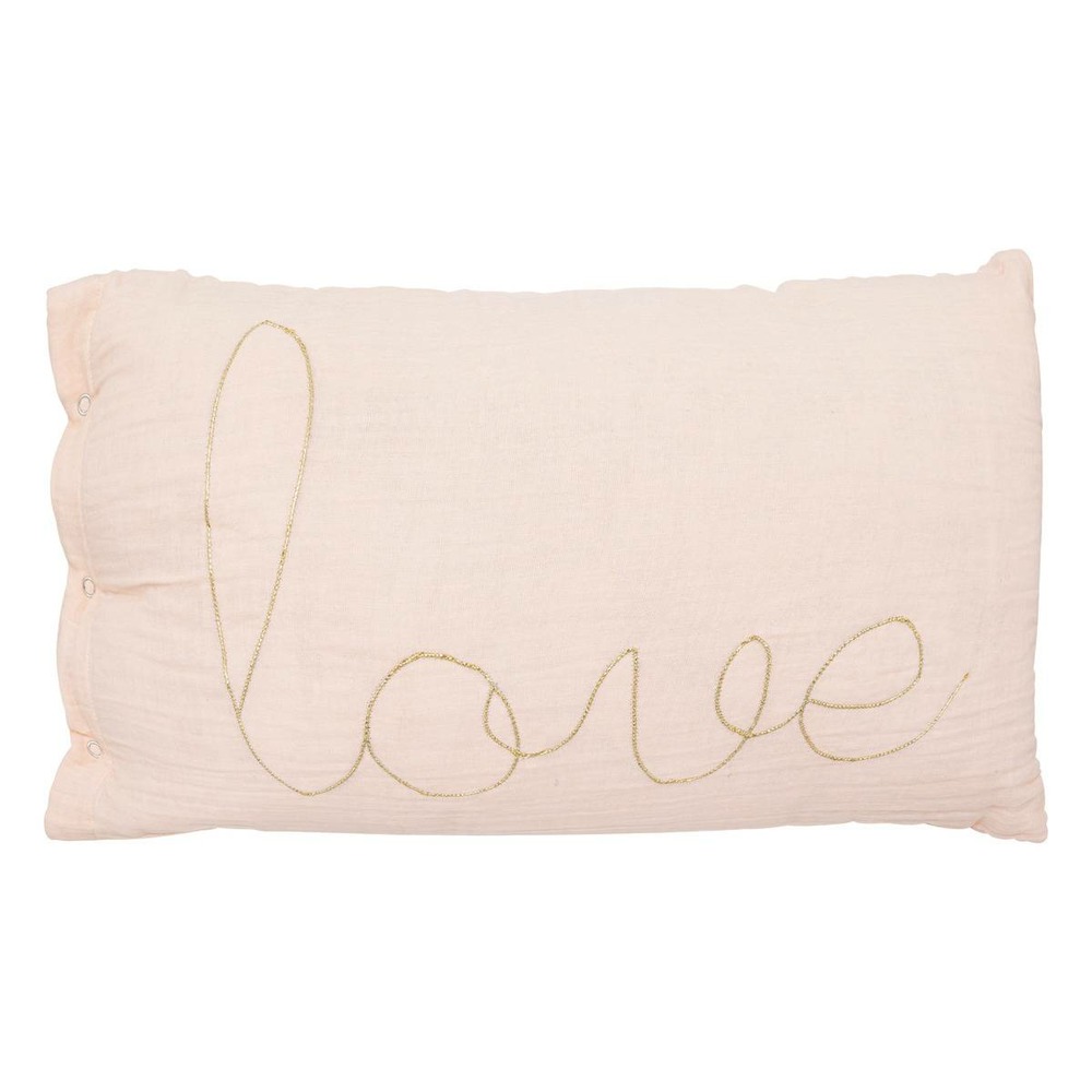 Coussin rectangulaire lili en gaze de coton 50x30cm blanc