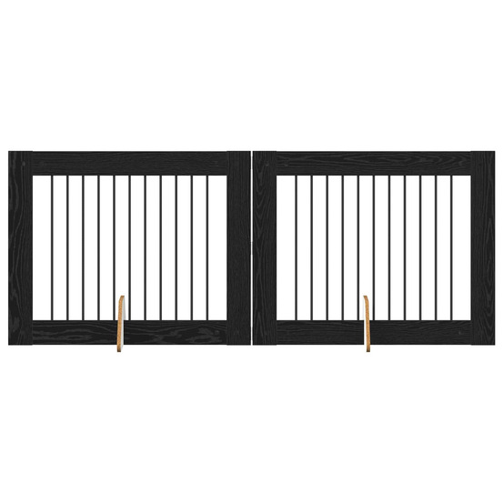 Portillon pour chien avec supports 2 pcs chêne noir 100 x 80 cm