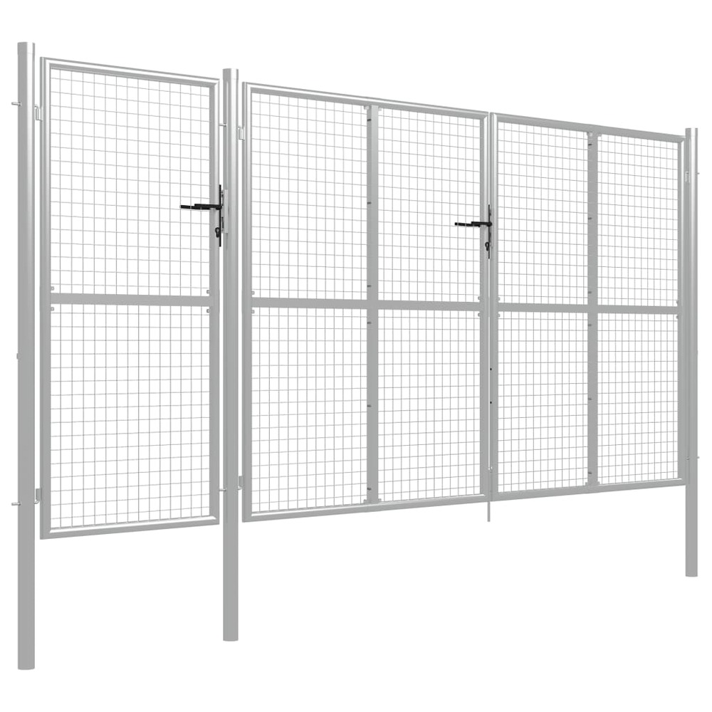 Portail de jardin en acier 400 x 150 cm argenté