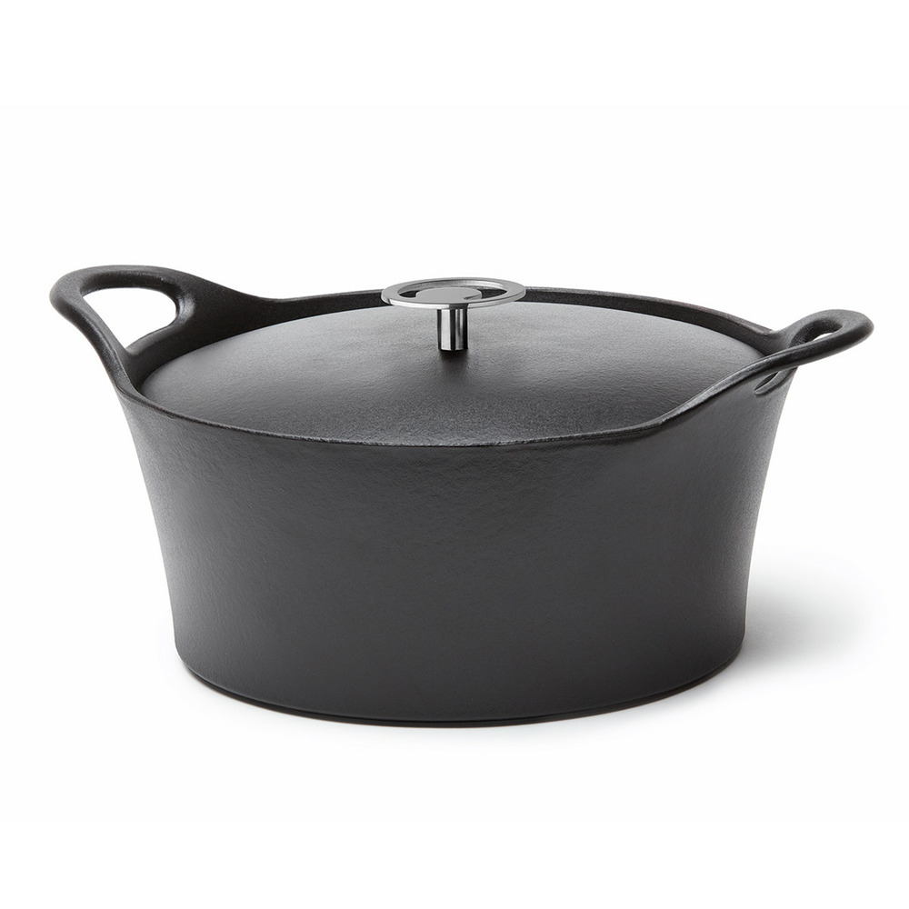 Volcan - cocotte ronde 24cm fonte de fer émaillée noire avec couvercle