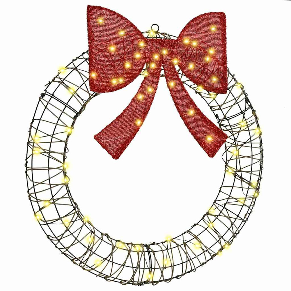 Couronne avec 60 led blanc chaud 75 cm rotin