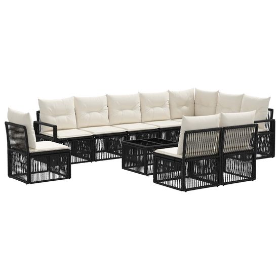 Ensemble de canapé de jardin 11 pc noir polyrotin