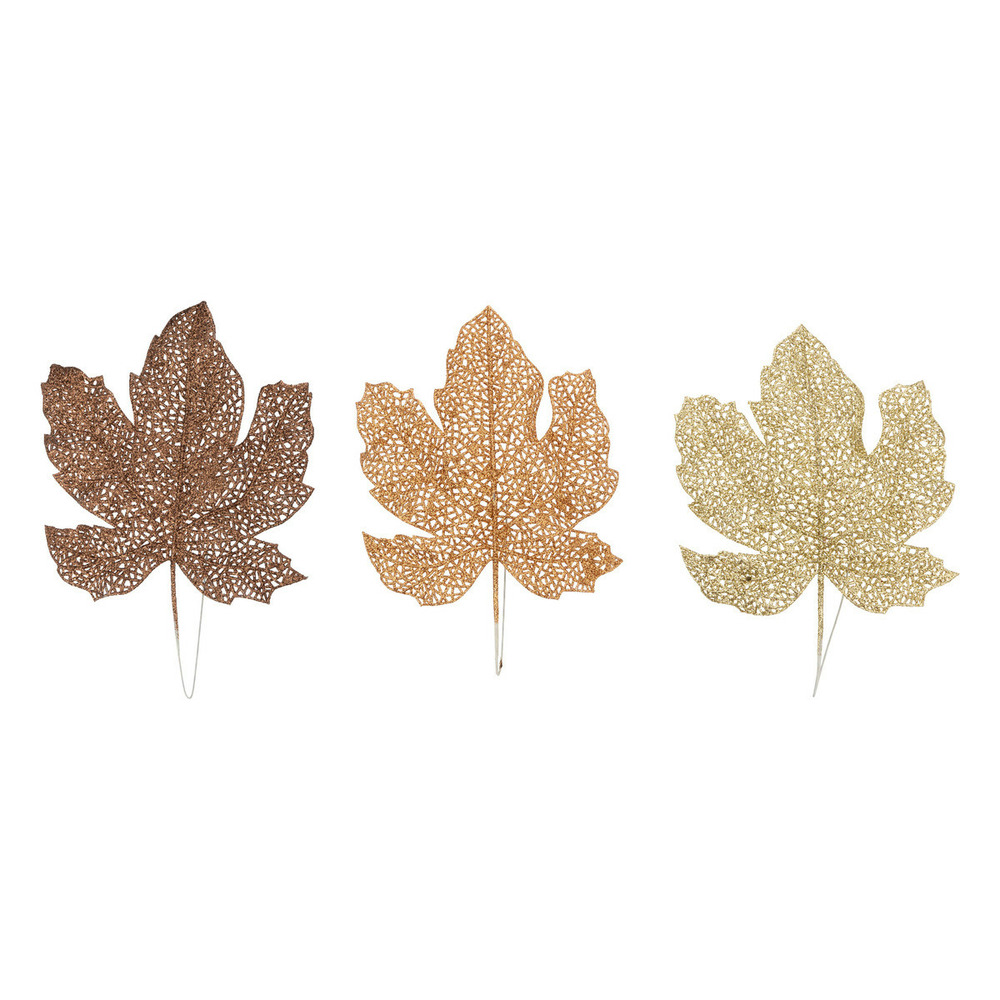 Déco de sapin lot de 3 feuilles d'erable marron et beige