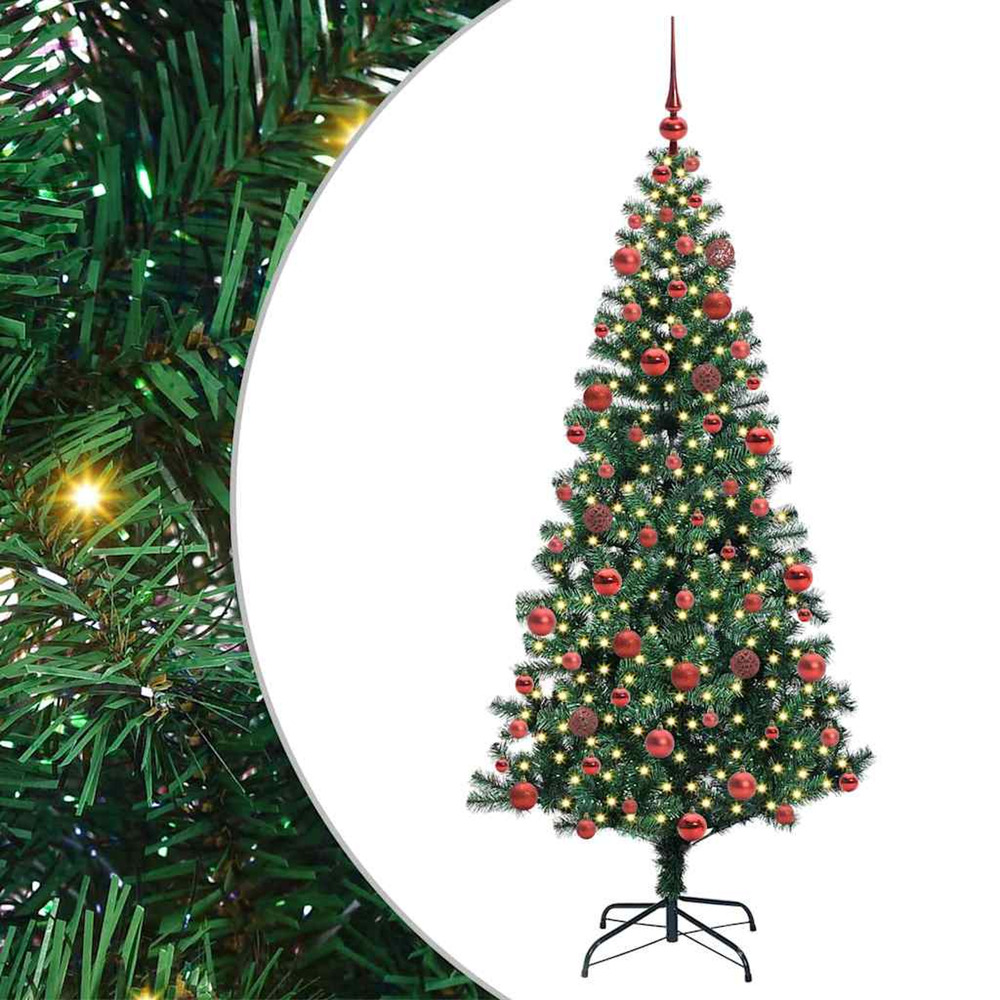 Sapin de noël artificiel pré-éclairé vert 180 cm pvc et métal