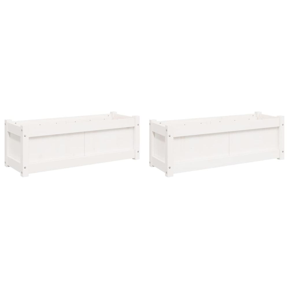 Jardinière d'extérieurs 2 pcs blanc bois de pin massif