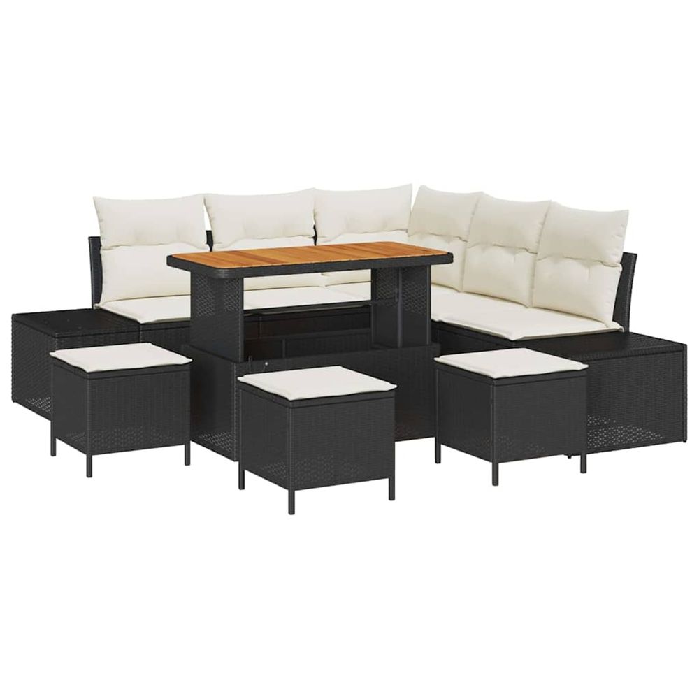 Ensemble de canapé de jardin 9 pc noir poly rotin