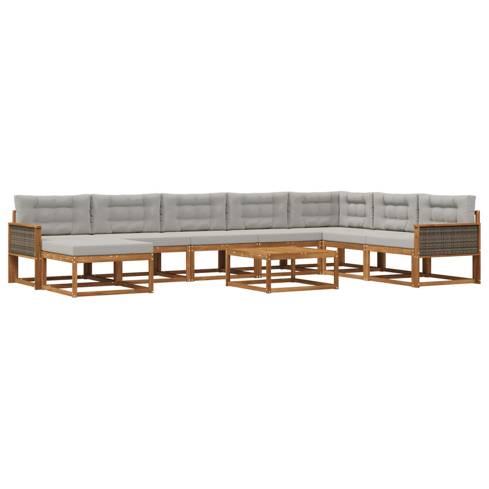 Ensemble de canapés d'extérieur 9 pcs naturel et gris clair