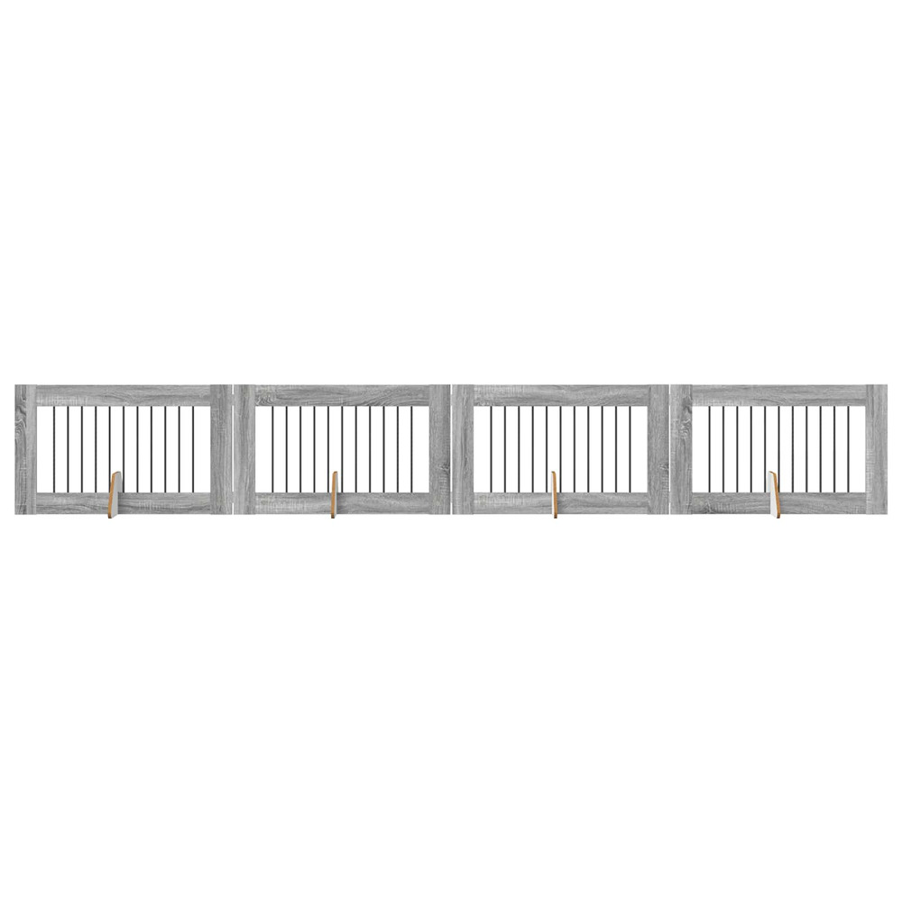 Portillon pour chien avec supports 4 pcs sonoma gris