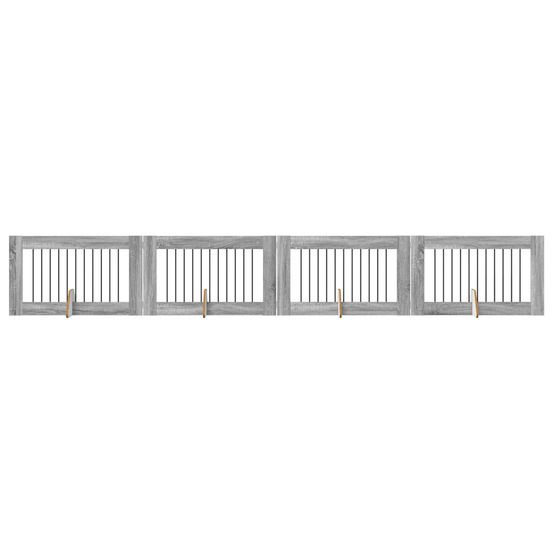Portillon pour chien avec supports 4 pcs sonoma gris