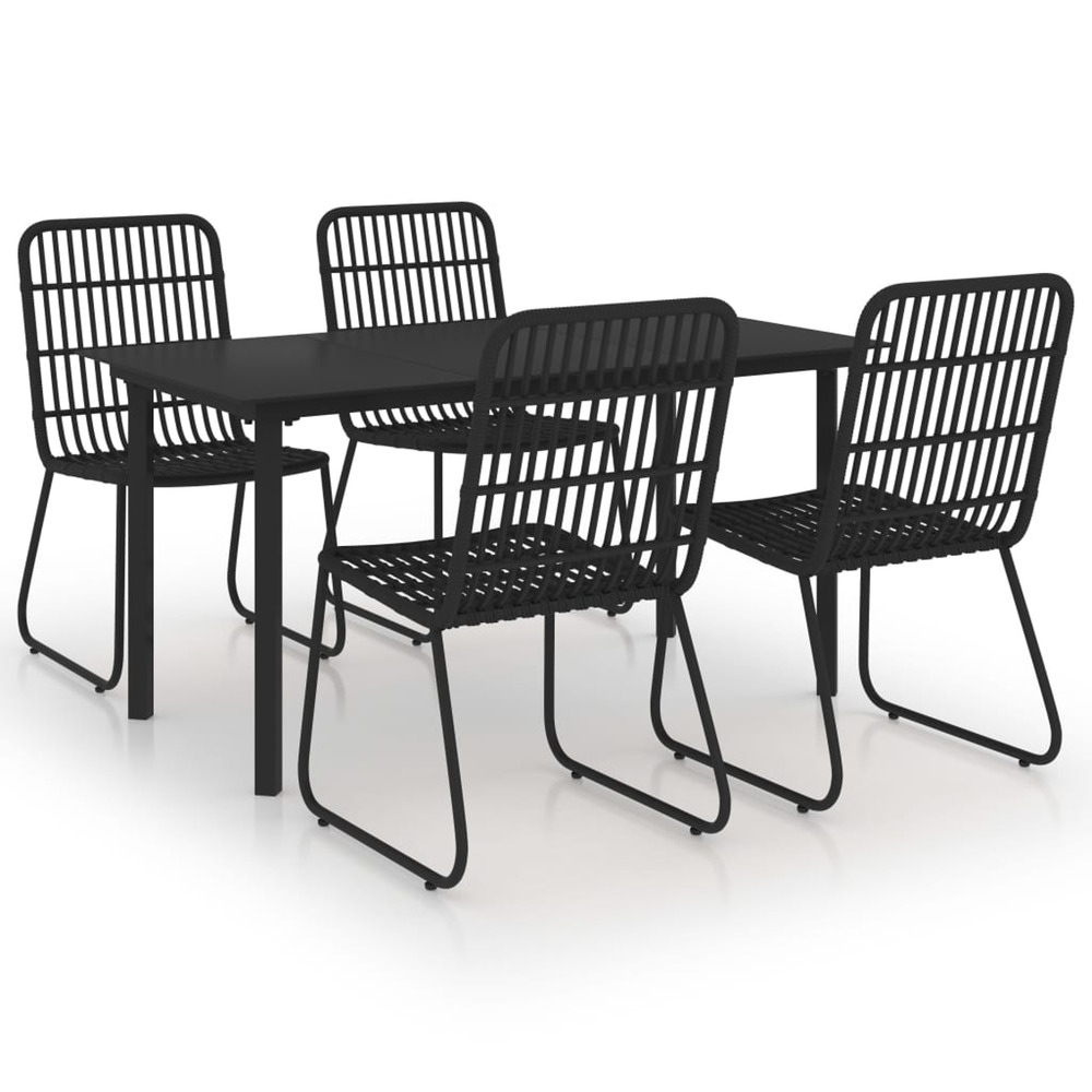 Ensemble à manger d'extérieur 5 pcs résine tressée et verre