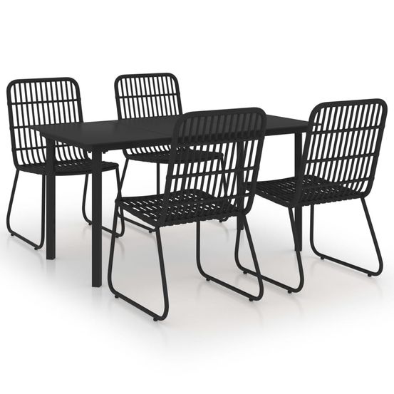Ensemble à manger d'extérieur 5 pcs résine tressée et verre