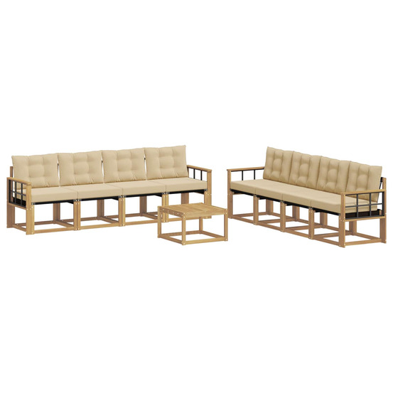 Ensemble de canapés d'extérieur 9 pcs blanc et beige