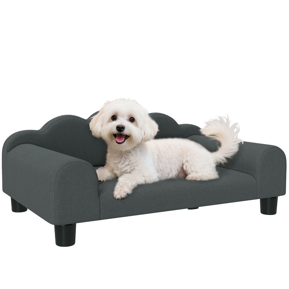 Canapé velours petit chien chat dossier accoudoirs respirant 66x42cm gris foncé - comfortxl outdoor living
