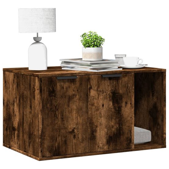 Grande maison de toilette chat bois multifonction chêne fumé 80cm