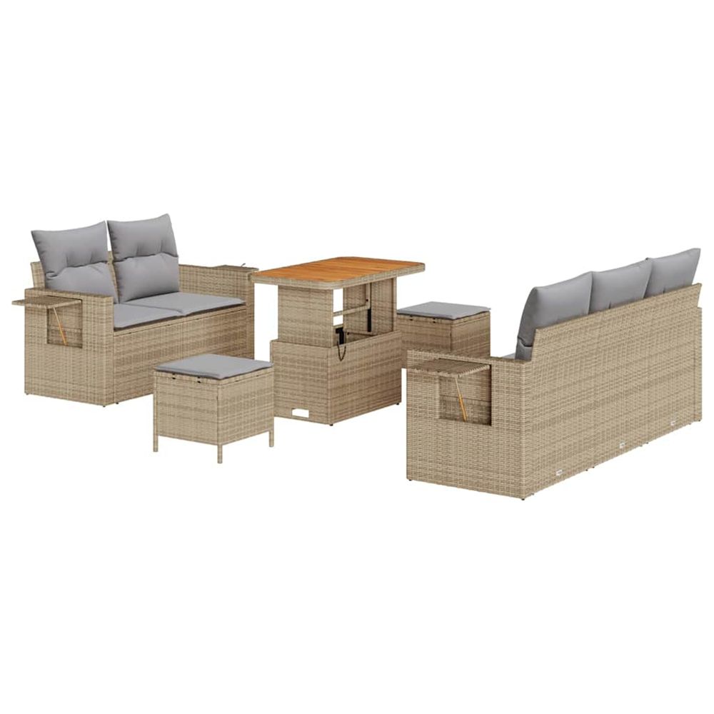 Ensemble de canapé de jardin 8 pc beige polyrotin