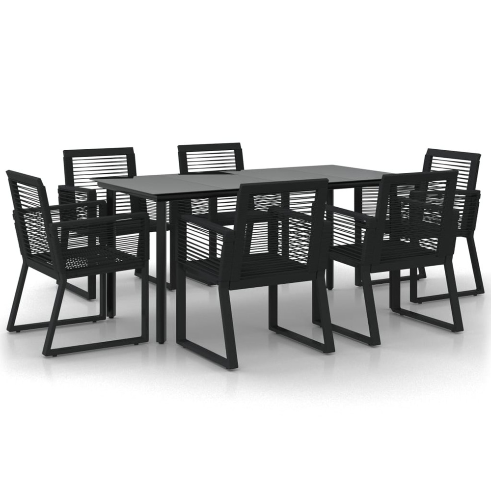 Ensemble à manger de jardin 7 pcs noir rotin pvc
