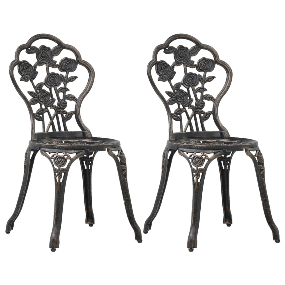 Chaises de bistro lot de 2 bronze aluminium coulé
