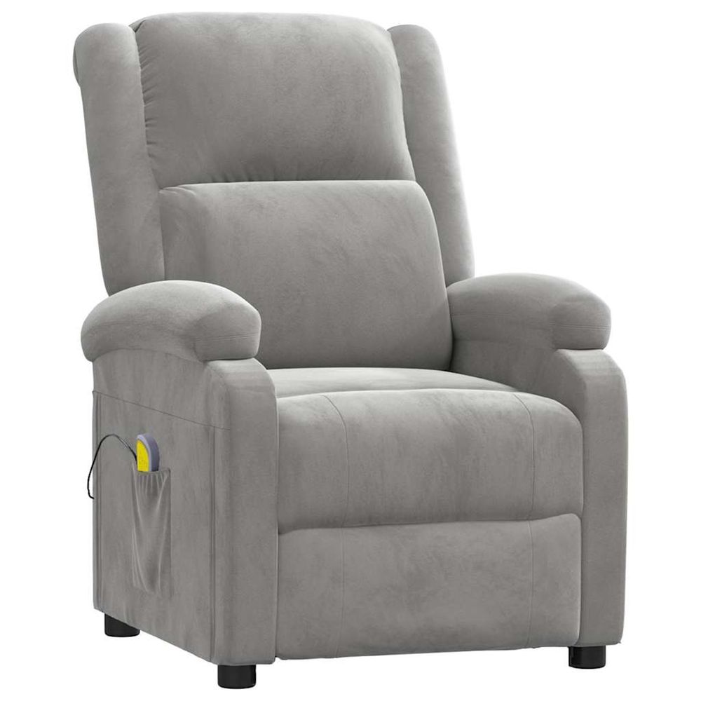 Fauteuil de massage gris clair velours