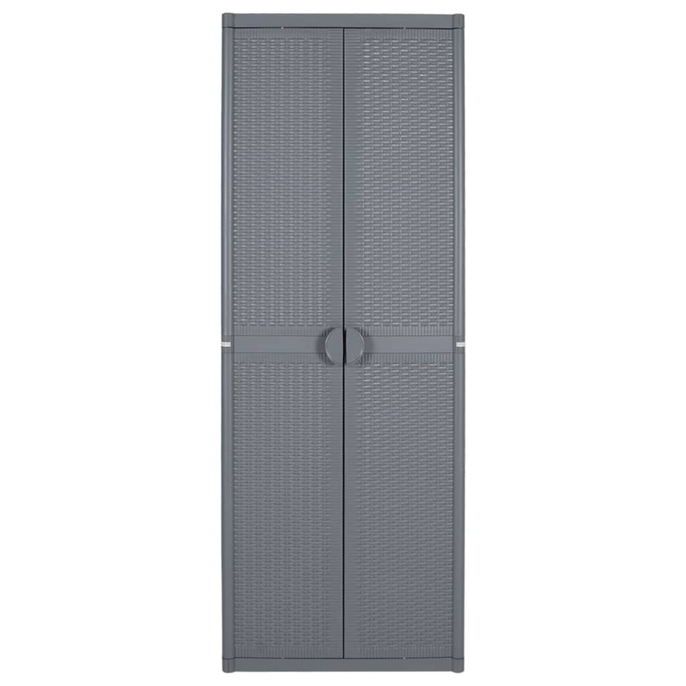 Armoire de rangement de jardin gris 65x45x172 cm pp rotin