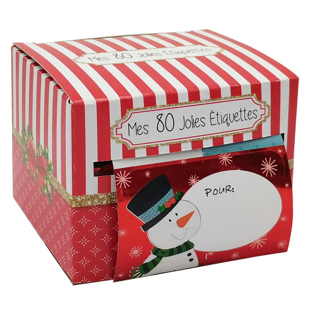 Boite avec ruban adhésif de 80 étiquettes cadeaux autocollantes