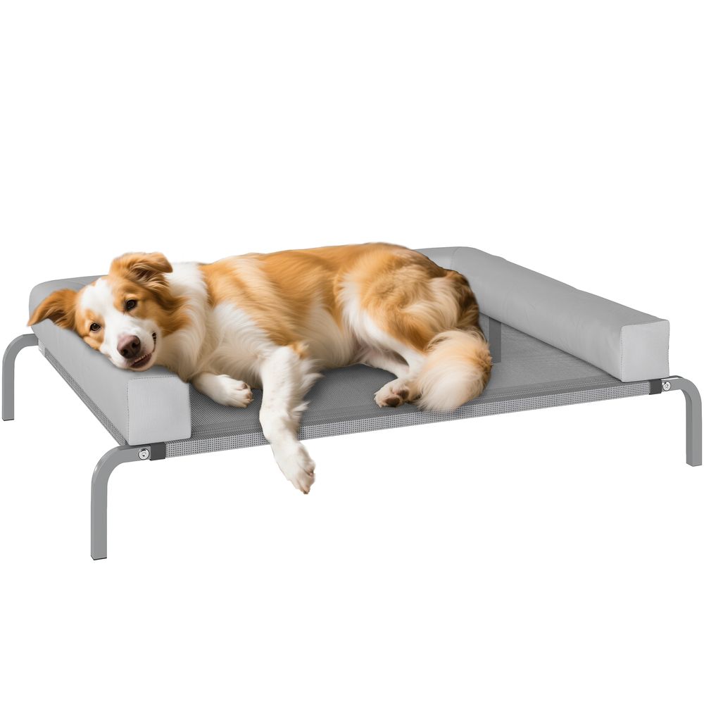 Lit surélevé pour chien acier maille respirante 110x75x30 cm gris maison jardin coussin u - comfortxl outdoor living