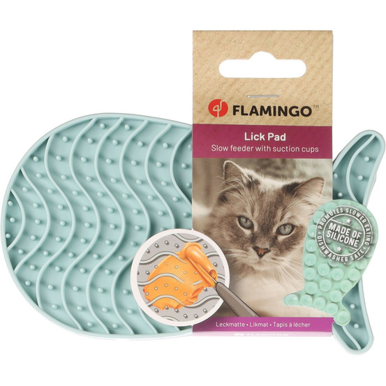 Tapis à lécher martha poisson vert en silicone pour chat