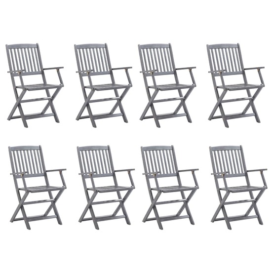Chaises pliables d'extérieur lot de 8 et coussins bois d'acacia