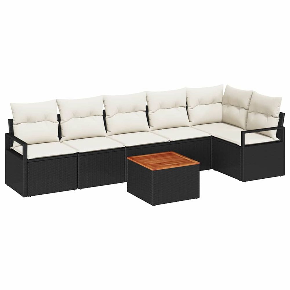 Ensemble de canapé de jardin 7 pc noir polyrotin