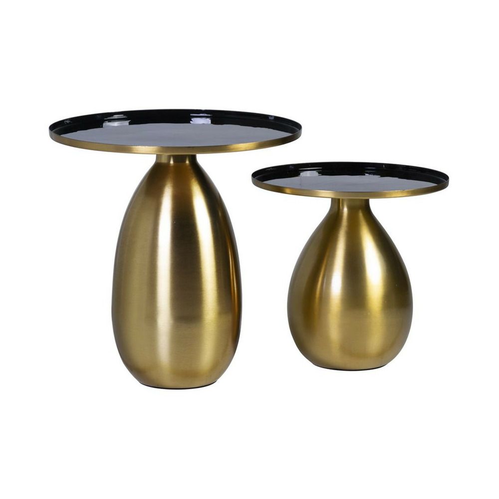 Lot de 2 tables basses fer or - décoration d'autrefois