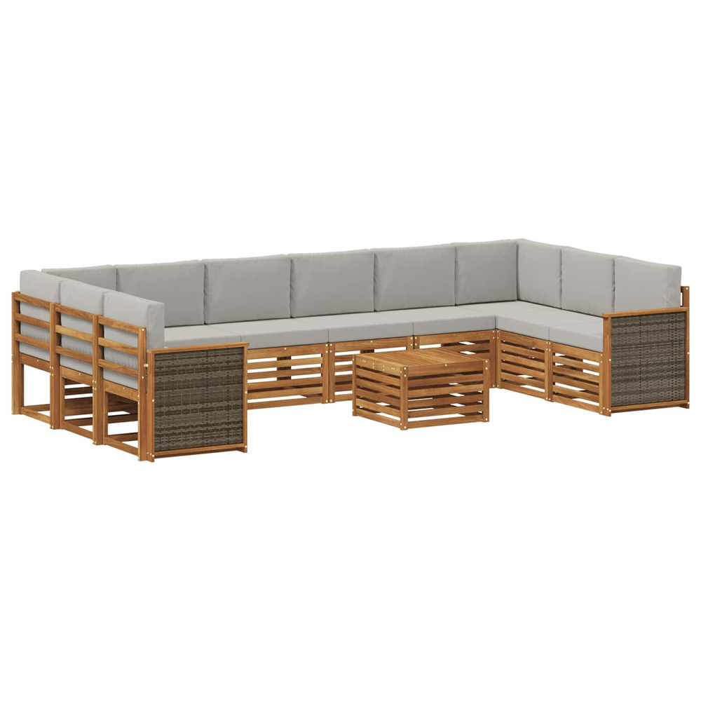 Ensemble de canapés d'extérieur 8 pcs naturel et gris clair