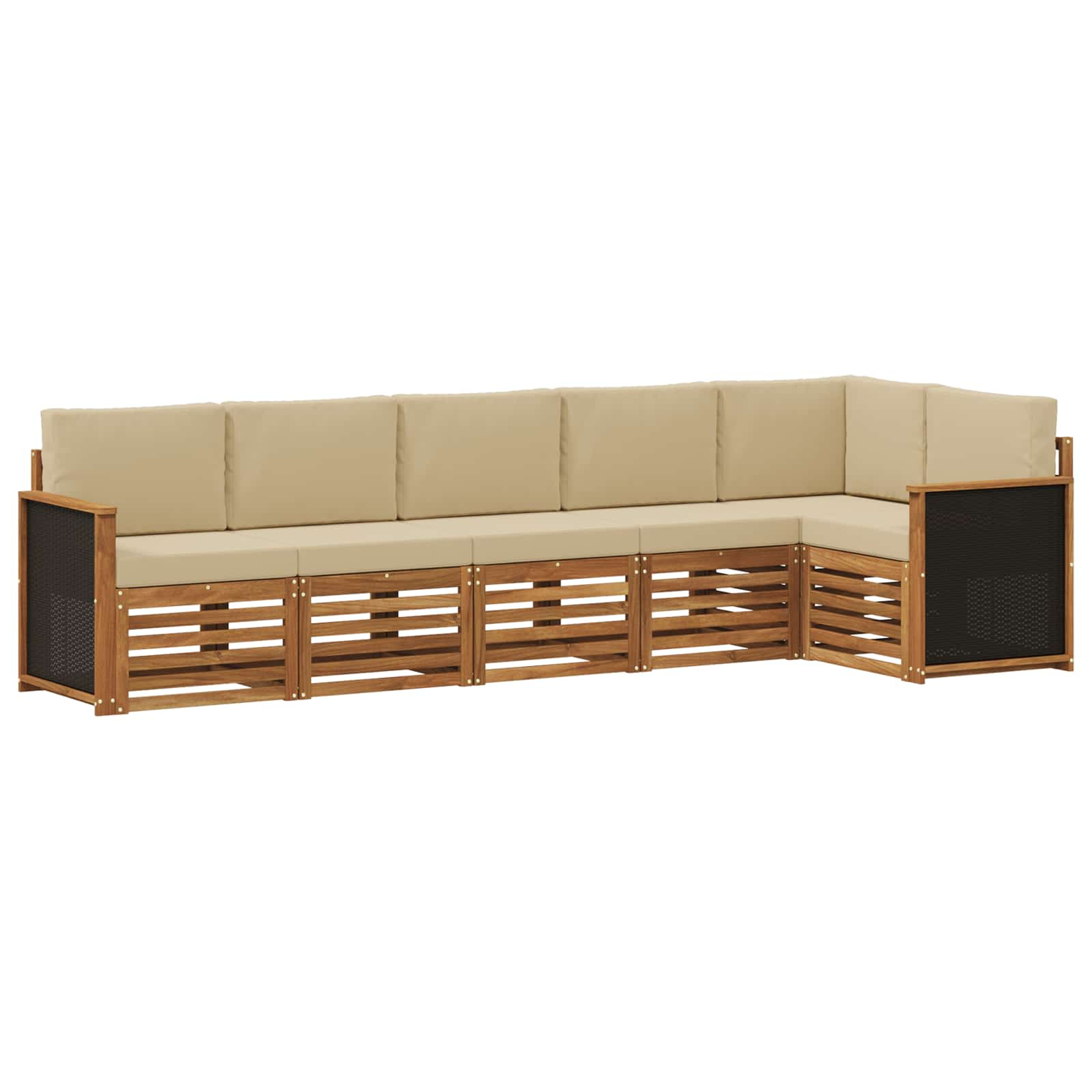 Ensemble de canapé d'angle avec coussin 5 pcs naturel