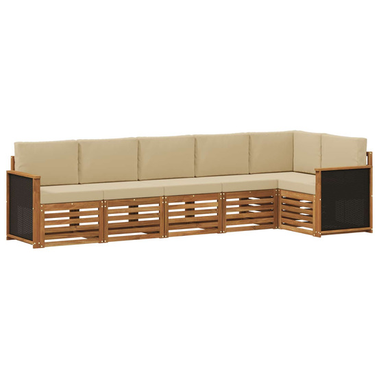 Ensemble de canapé d'angle avec coussin 5 pcs naturel